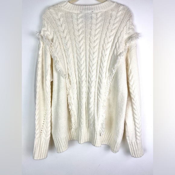 Lane Bryant size 18/20 Ivory Fringe Cable Knit Cozy Fall Pullover Sweater - Picture 3 of 8
